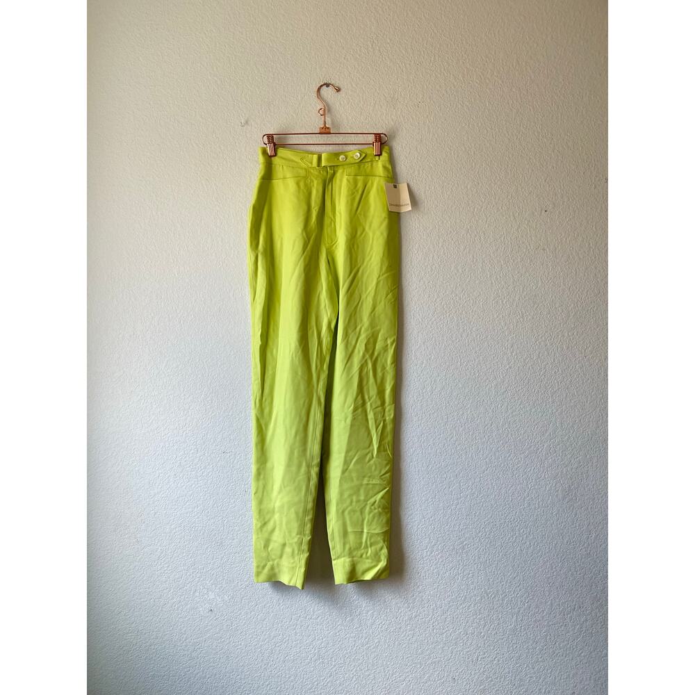 Vintage Dana Buchman lime green‎ 100% silk work pants size 24 waist